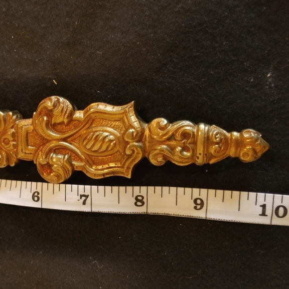 Mid Century Modern Ornate Art Nouveau Heavy Brass Gold Letter Opener - Picture 5 of 9